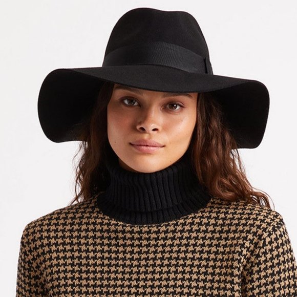 BRIXTON Piper Black Felted Wool Floppy Wide Brim Hat NWT - Picture 7 of 11